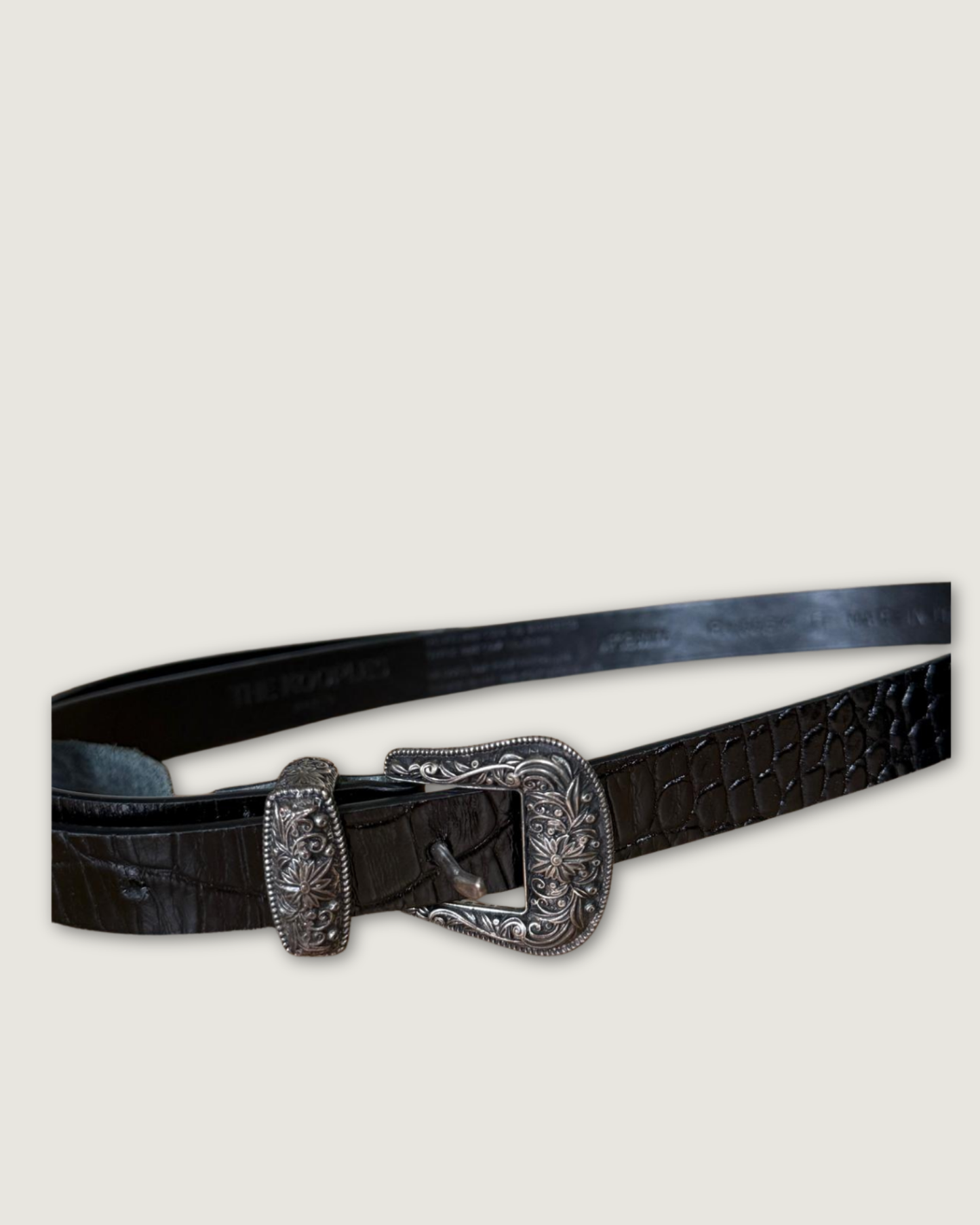 THE KOOPLES - CEINTURE CROCO NOIRE T.1