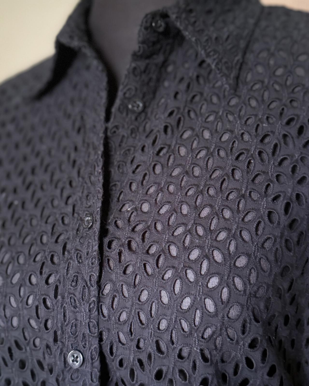 RALPH LAUREN - CHEMISIER NOIR AVEC BRODERIES T.M