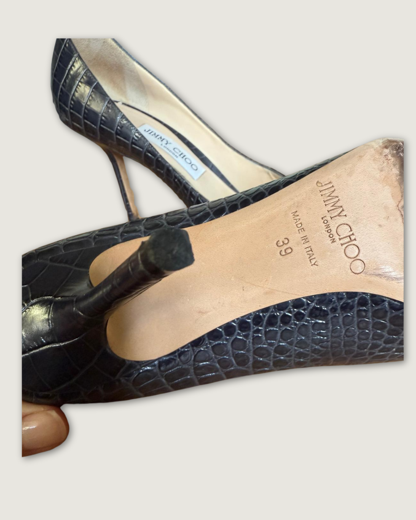 JIMMY CHOO - ESCARPINS CUIR CROCO P.39
