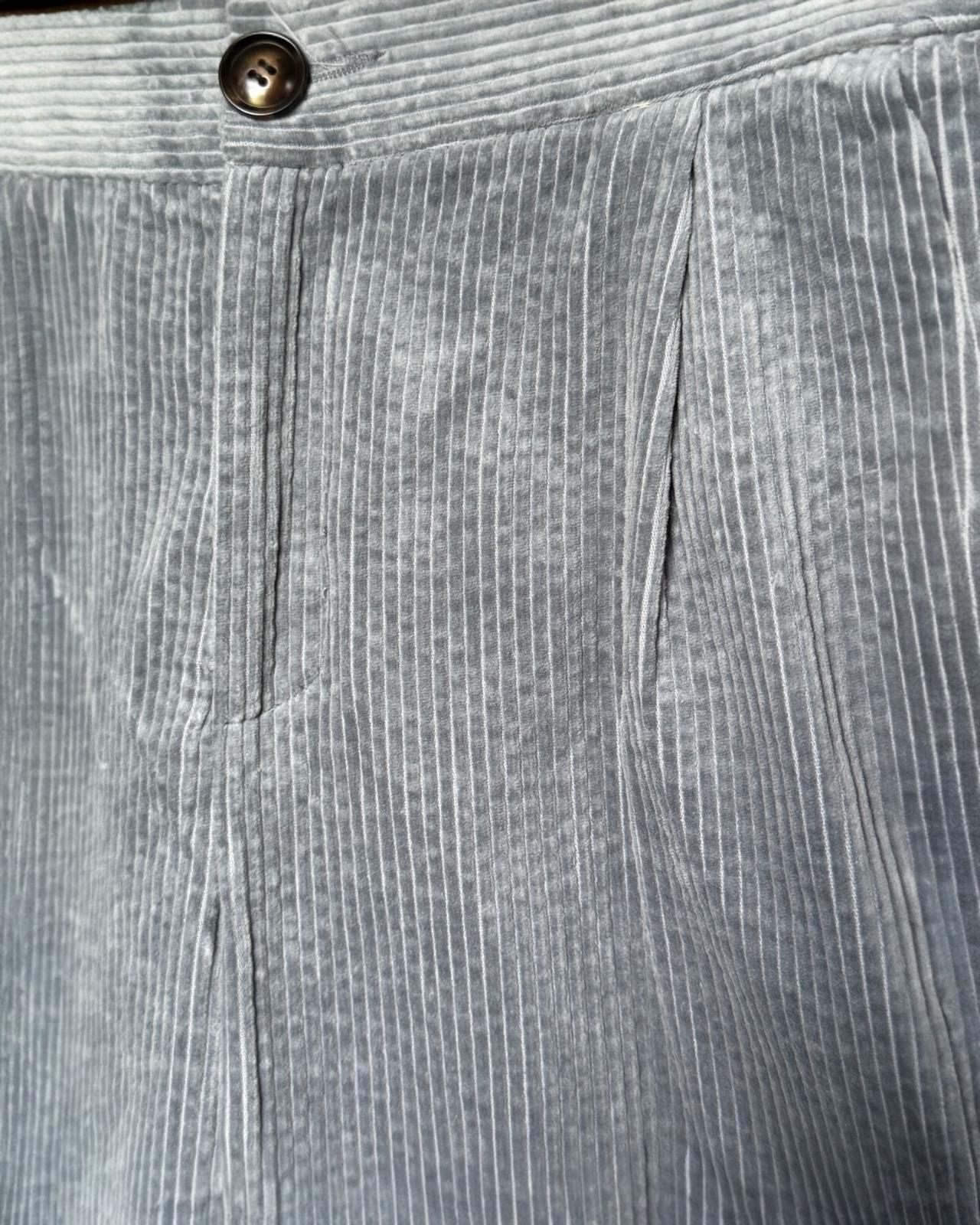 SEE U SOON - PANTALON VELOURS BLEU T.38