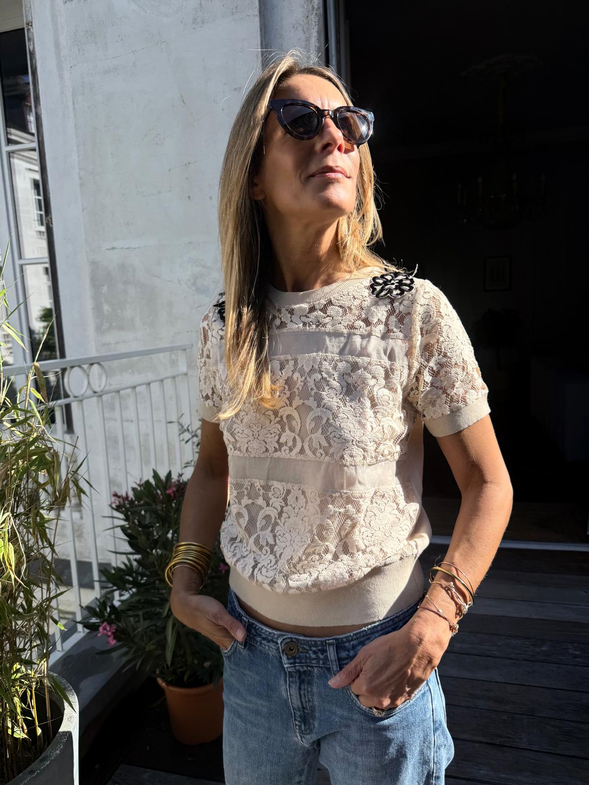 TWINSET - PULL MANCHES COURTES T.S