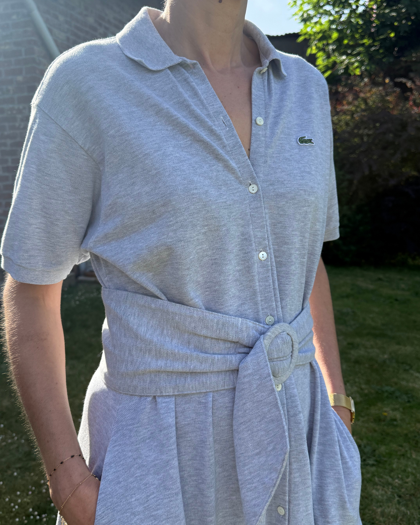 LACOSTE - ROBE POLO GRISE T.36