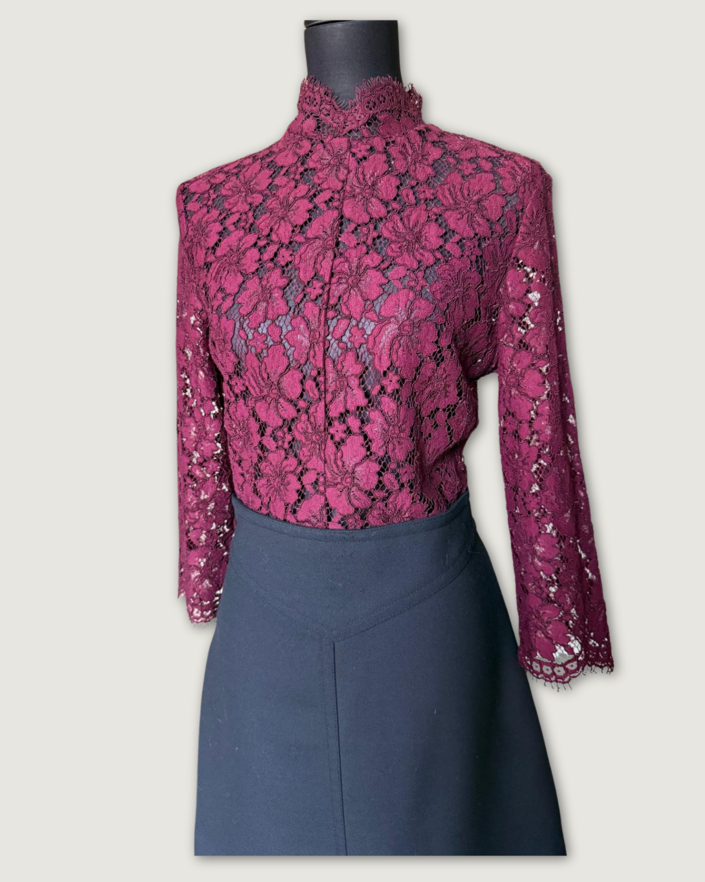 SANDRO - ROBE BI-MATIERE BORDEAUX/NOIR T.2