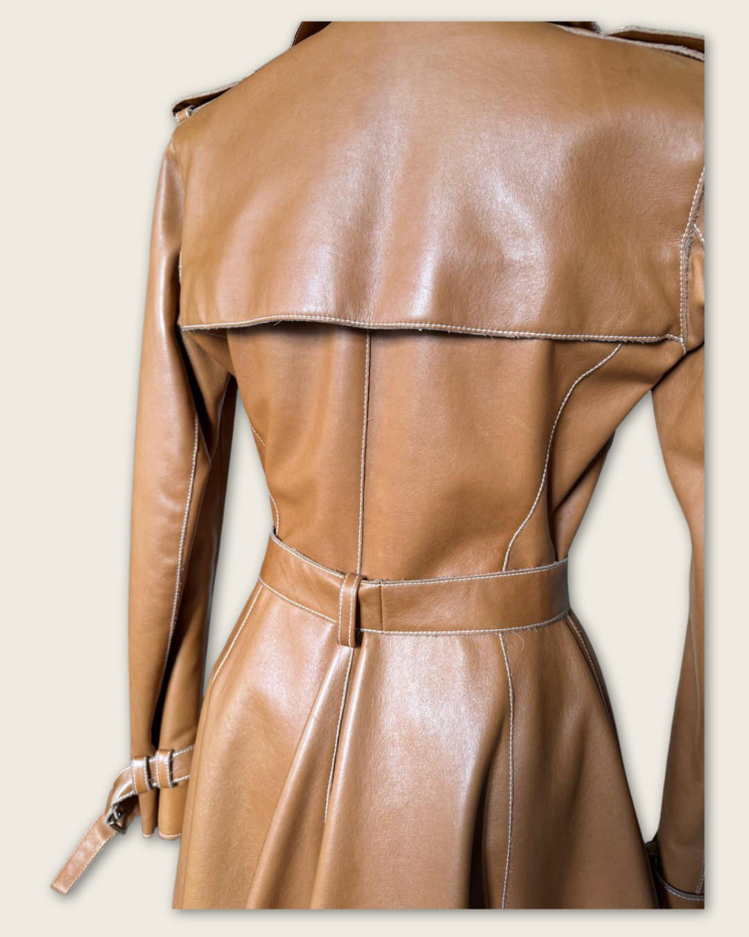 CHER MICHEL KLEIN - TRENCH CUIR CAMEL T.34