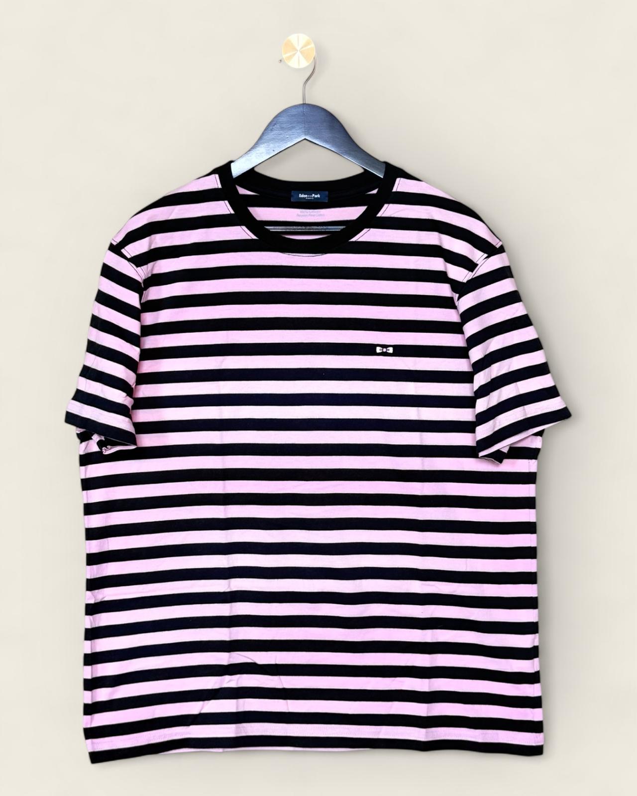 EDEN PARK - T-SHIRT HOMME RAYURES ROSE/MARINE T.XL