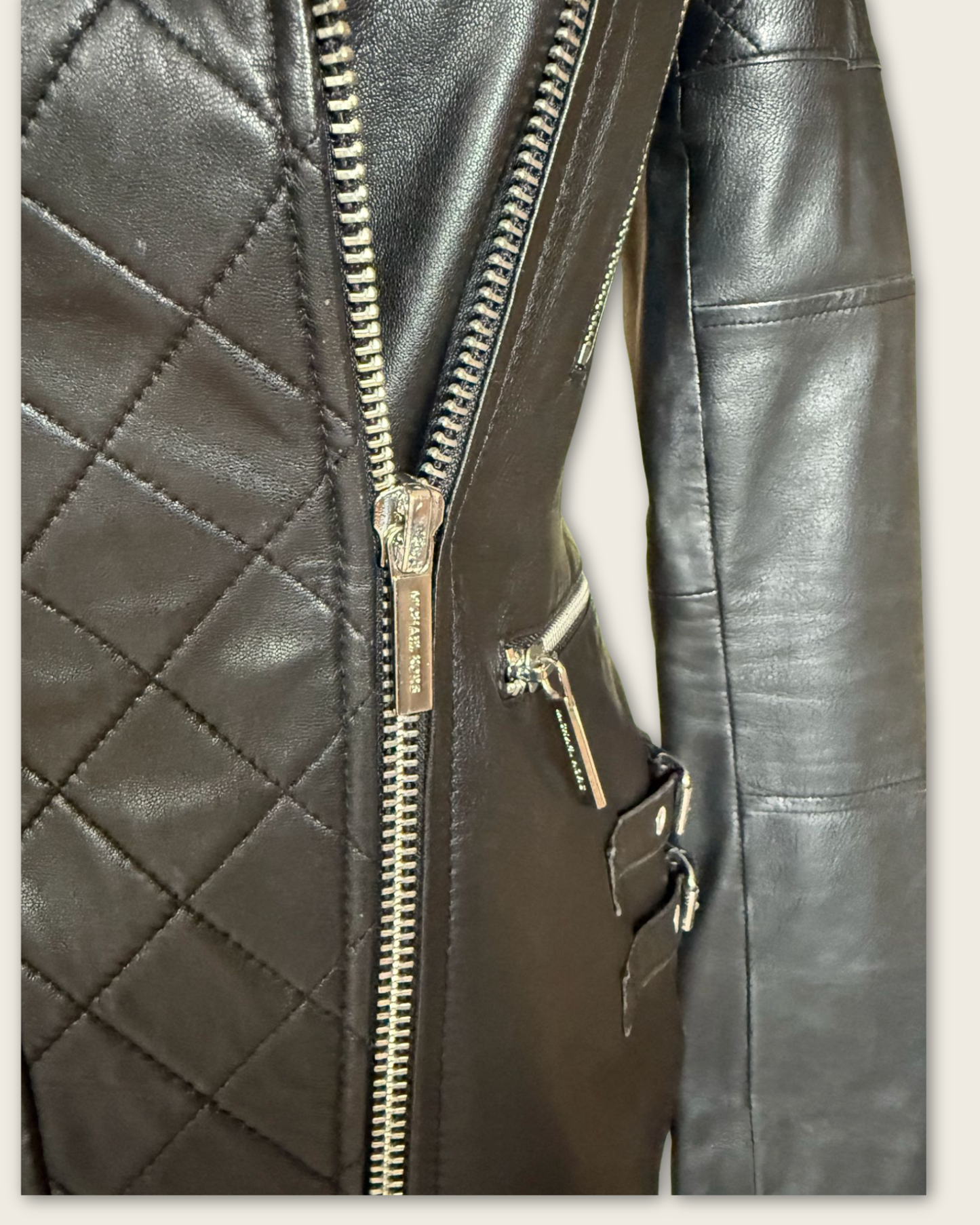 MICHAEL KORS - VESTE CUIR NOIR T.XS