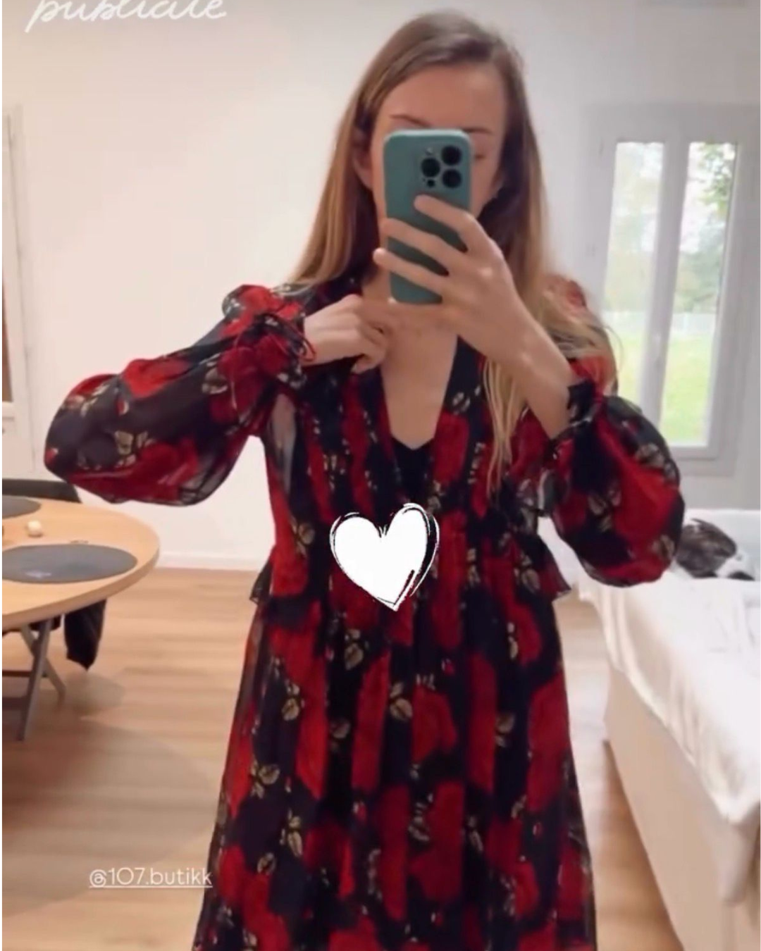 THE KOOPLES - ROBE SOIE IMPRIMEE FLEURS NOIR/ROUGE T.2