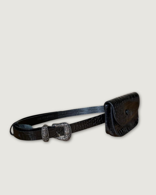 THE KOOPLES - CEINTURE CROCO NOIRE T.1