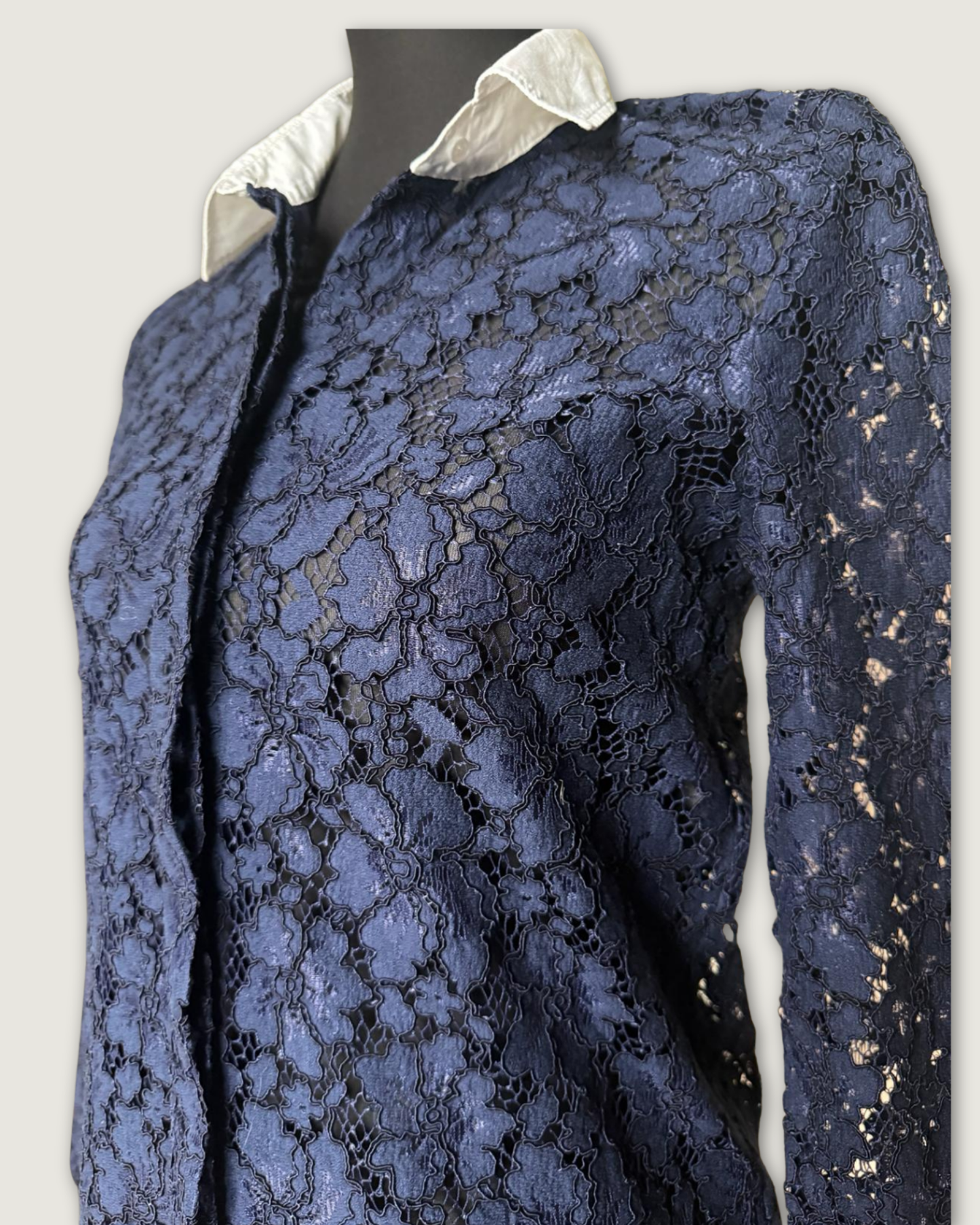 SANDRO - CHEMISIER DENTELLES BLEUES T.2