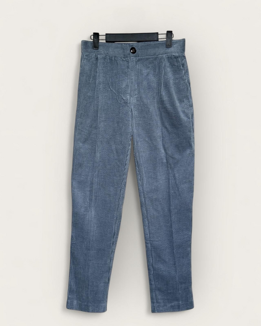 SEE U SOON - PANTALON VELOURS BLEU T.38