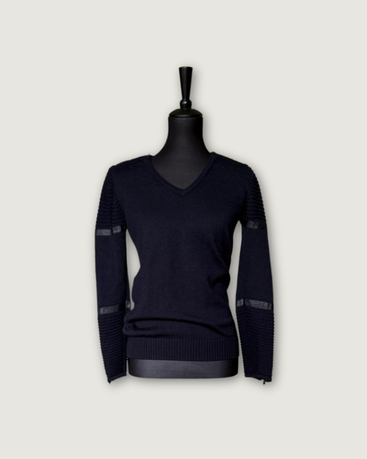 ZAPA - PULL 100% LAINE BLEU MARINE T.2