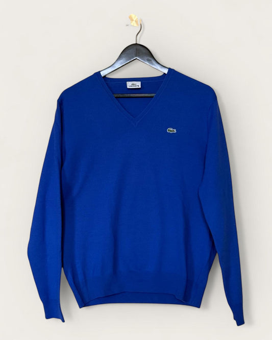 LACOSTE - PULL HOMME COL V 100% LAINE BLEU T.L