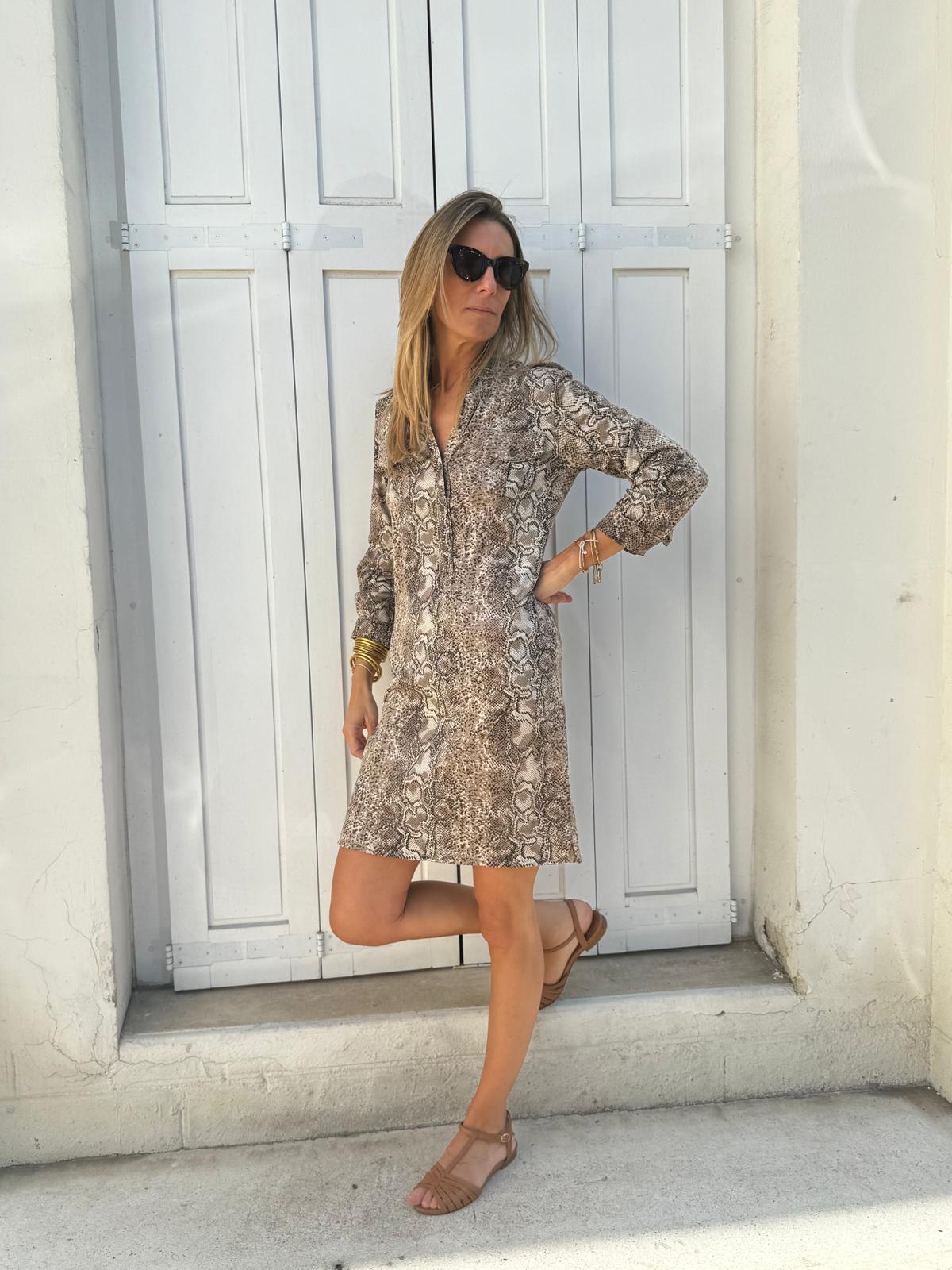 GERARD DAREL - ROBE MOTIF ANIMALIER T.36