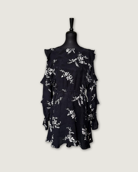 SEZANE - ROBE LILA JACQUARD NOIR/BLANC T.38