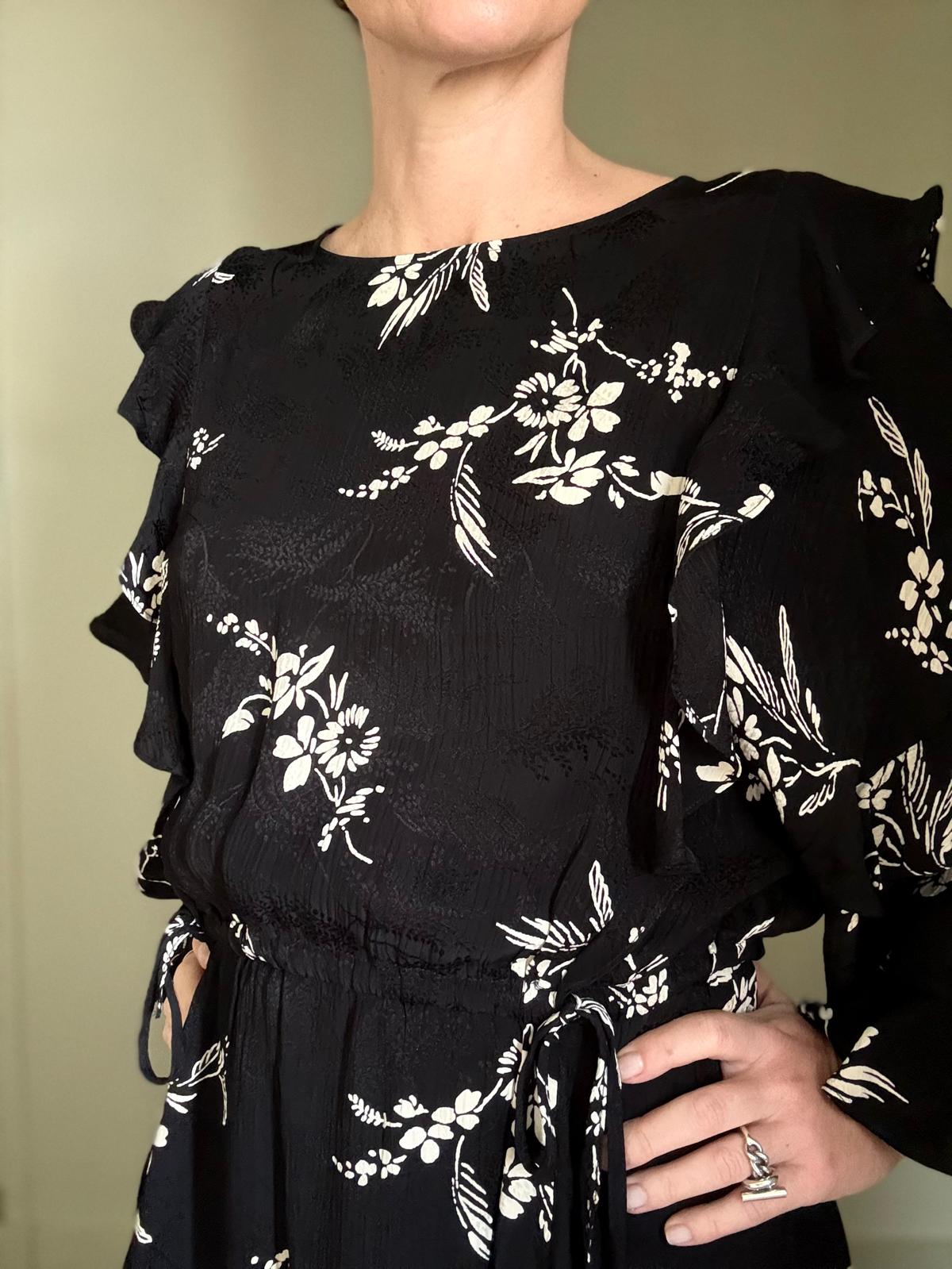 SEZANE - ROBE LILA JACQUARD NOIR/BLANC T.38