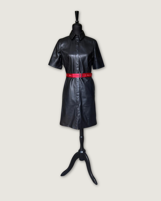 KARL LAGARFIELD - ROBE SIMILI CUIR NOIRE T.36