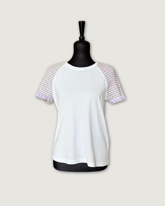 MAJE - T-SHIRT MANCHES TWEED T.2