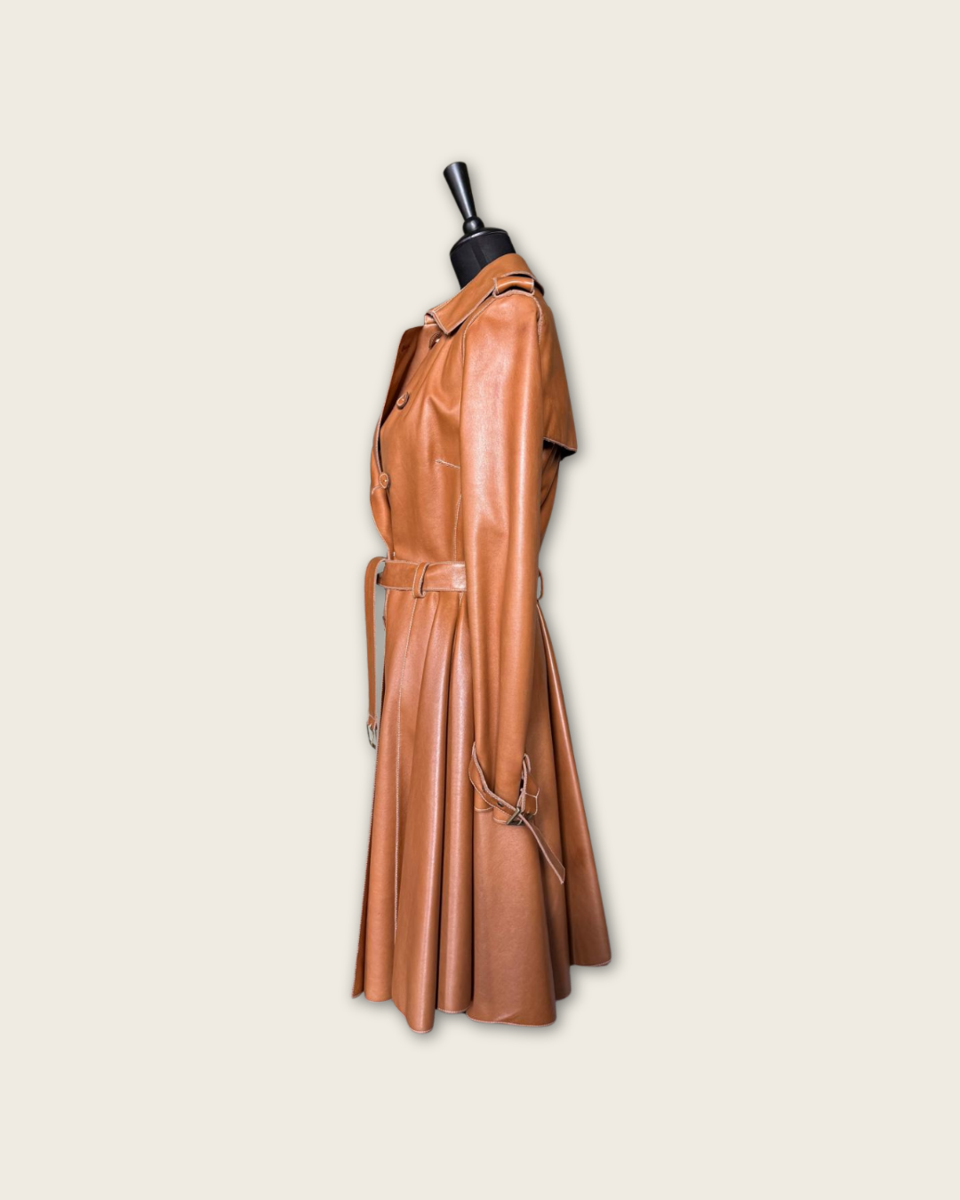 CHER MICHEL KLEIN - TRENCH CUIR CAMEL T.34