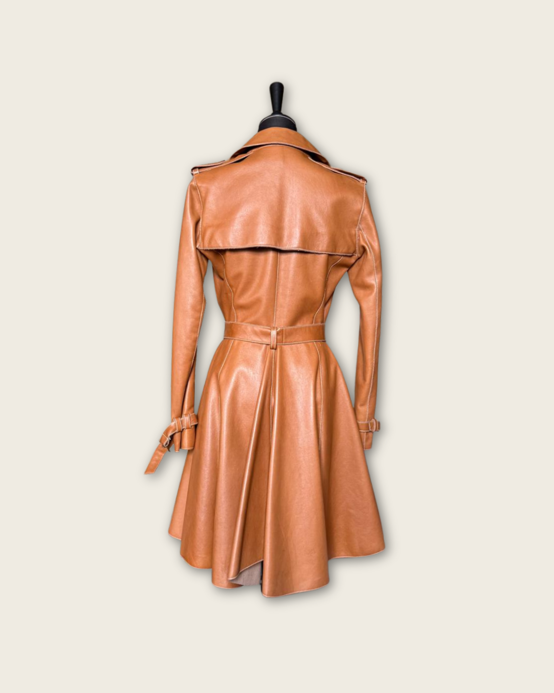 CHER MICHEL KLEIN - TRENCH CUIR CAMEL T.34