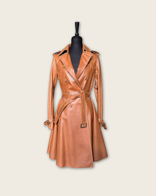 CHER MICHEL KLEIN - TRENCH CUIR CAMEL T.34