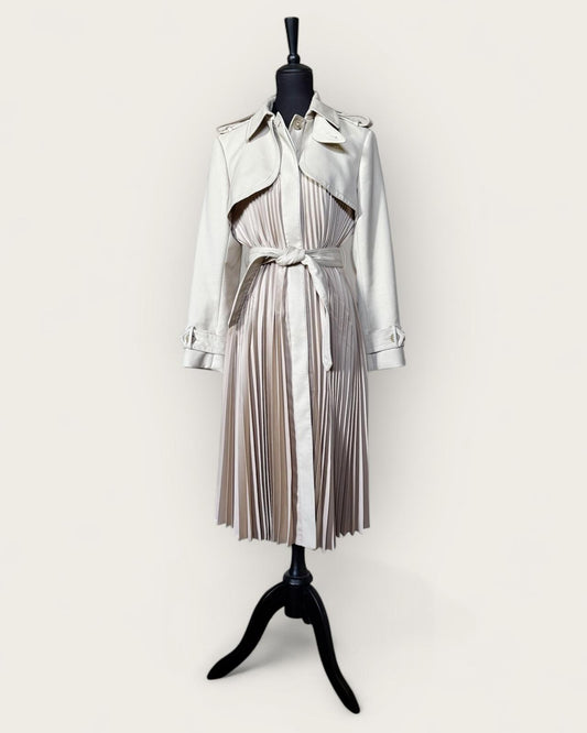 SANDRO - TRENCH BEIGE PLISSE CEINTURE - T.42