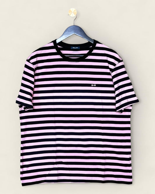 EDEN PARK - T-SHIRT HOMME RAYURES ROSE/MARINE T.XL