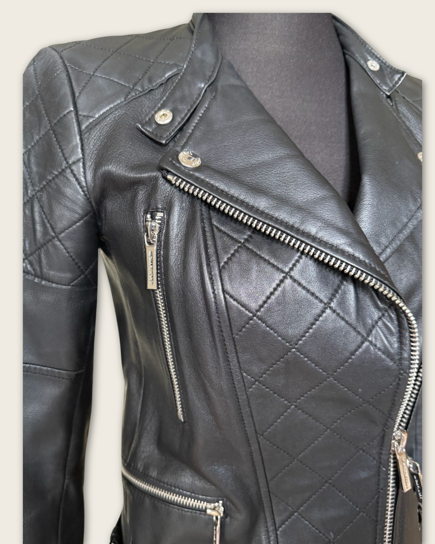 MICHAEL KORS - VESTE CUIR NOIR T.XS