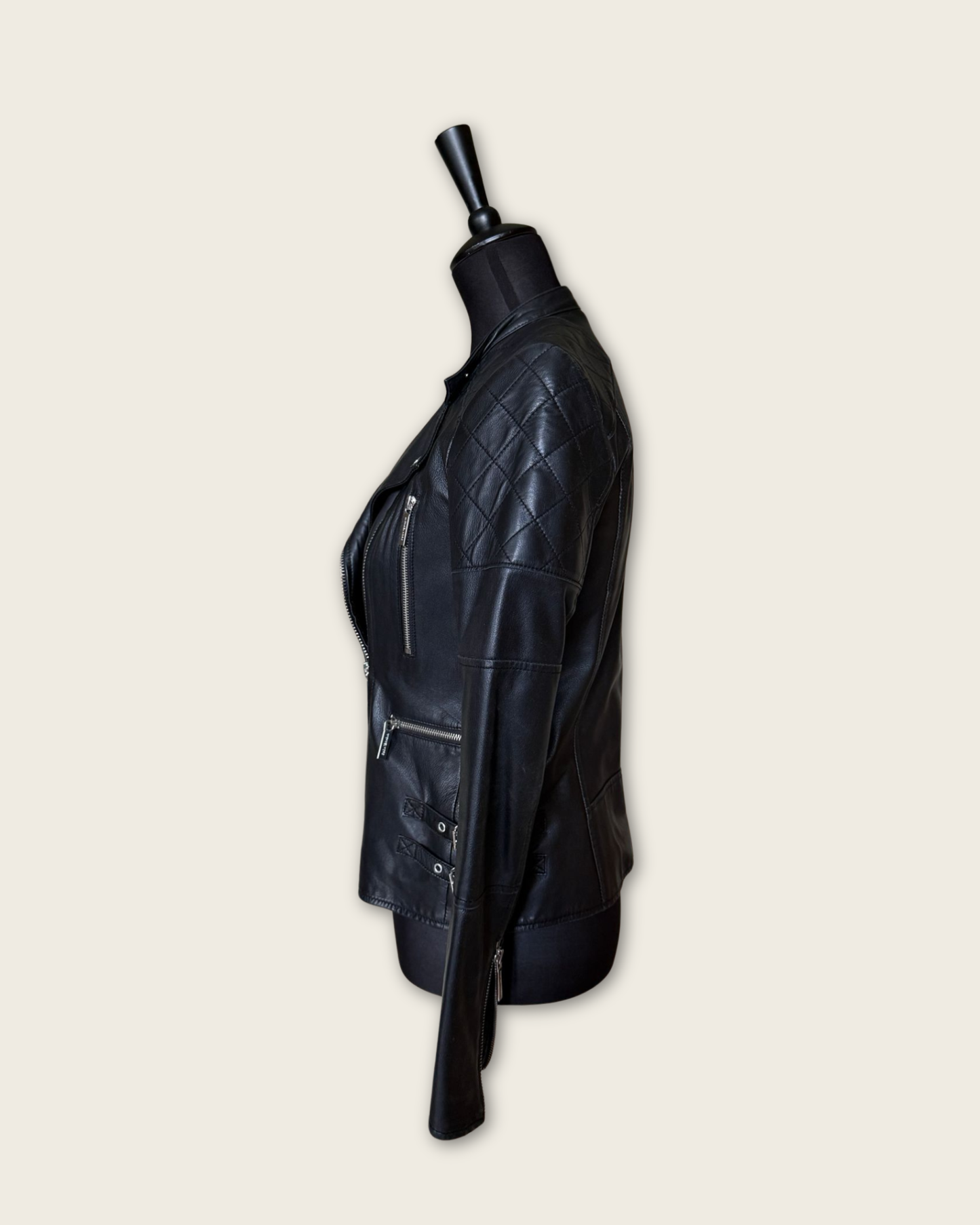 MICHAEL KORS - VESTE CUIR NOIR T.XS