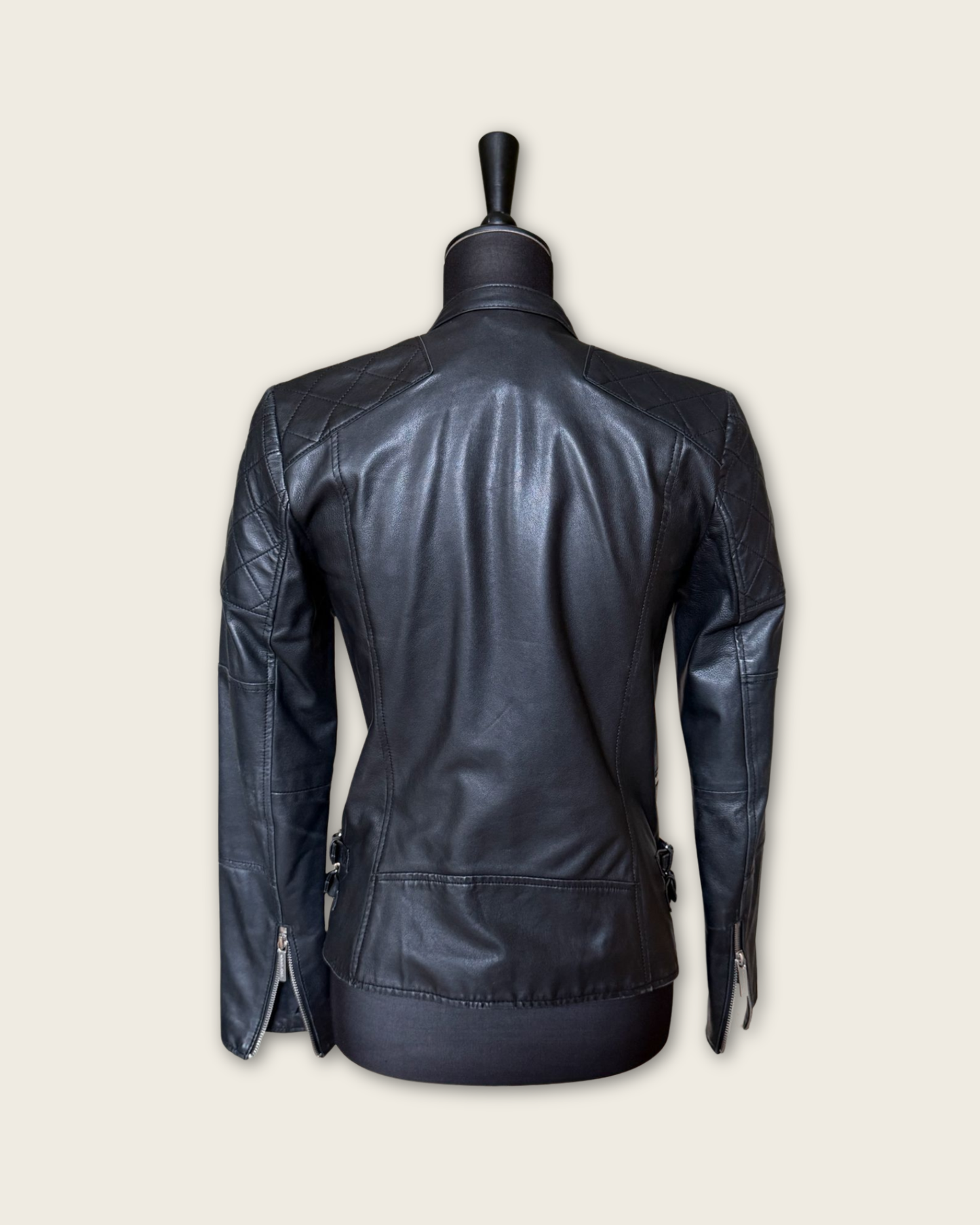 MICHAEL KORS - VESTE CUIR NOIR T.XS