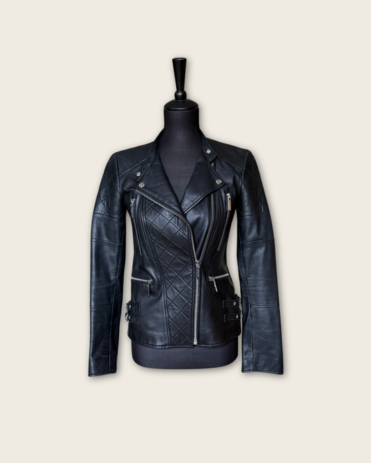 MICHAEL KORS - VESTE CUIR NOIR T.XS