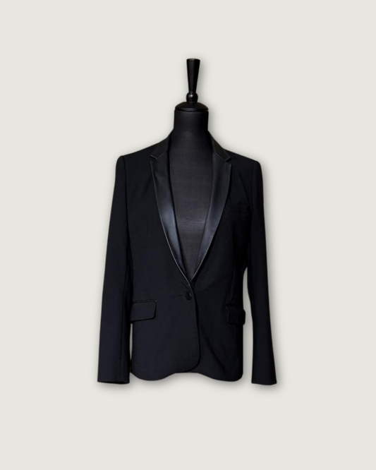 ZAPA - VESTE DETAILS CUIR NOIR T.38